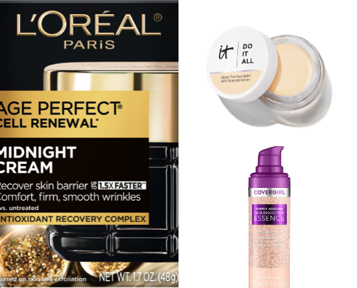 Beauty Products for When You're Over 40 (all available at the drug store) cover photo collage