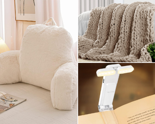 Cozy Reading Nook Comfort Essentials cover photo collage