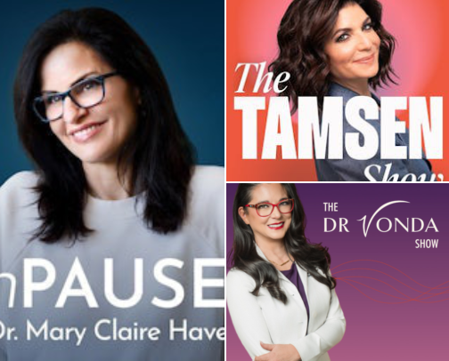 Podcasts for women's health and menopause cover photo collage