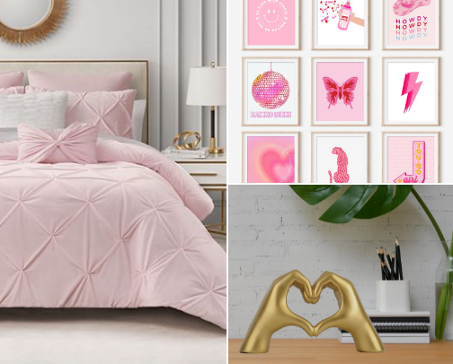 pink preppy bedroom must haves! cover photo collage