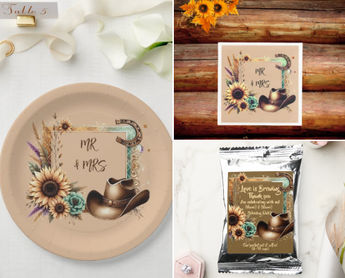 Rustic Charm Western “Mr. & Mrs.” Wedding Party Collection cover photo collage