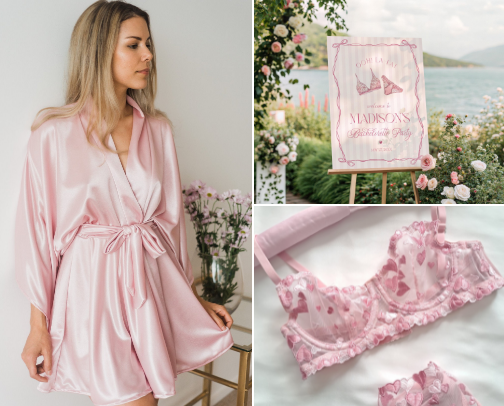 Pastel Pink Lingerie Shower Ideas cover photo collage