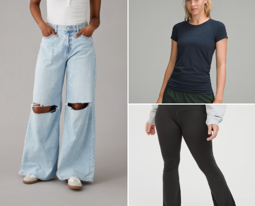 clothes (jeans, leggings, shorts, shirts, etc.) cover photo collage