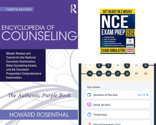 National Counselor Exam Study Materials cover photo collage