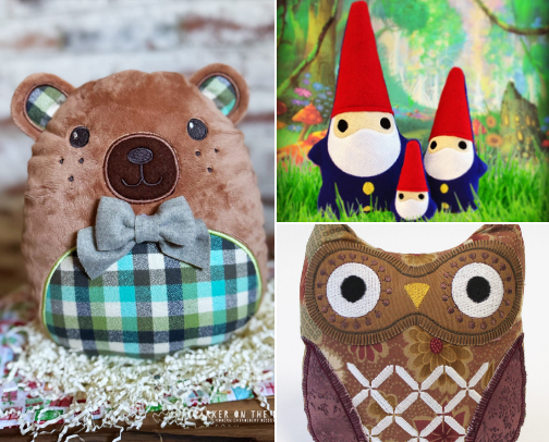 Machine Embroidery Patterns for Stuffies cover photo collage