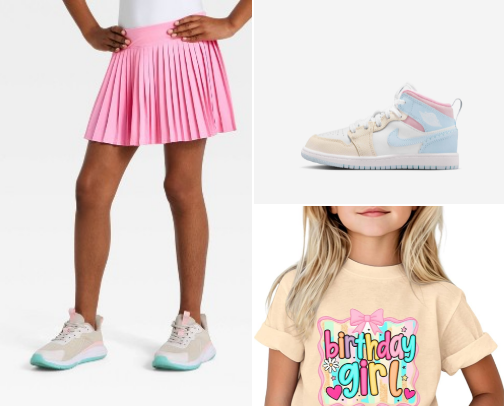 Daughter’s birthday outfit & gifts cover photo collage