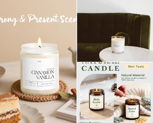 Cosy candles for the winter cover photo collage