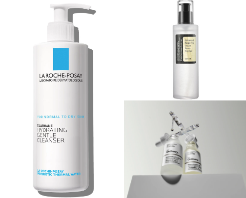 Skincare products for dry skin cover photo collage
