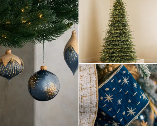 ⭐ Midnight Stardust: Navy & Gold Christmas Tree Theme cover photo collage