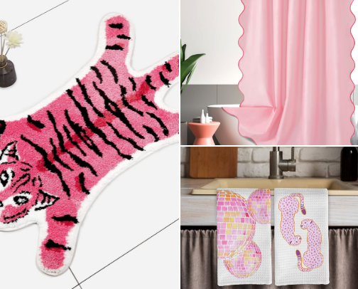 My favorite pink and fun bathroom decor! cover photo collage