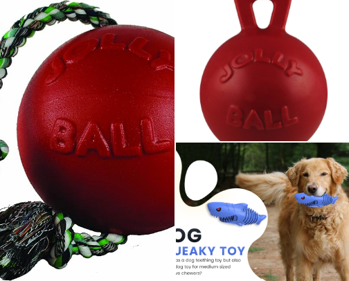 Dog toys for all sizes cover photo collage