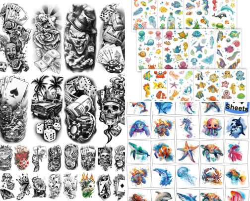 Top 10 Ocean Temporary Tattoos cover photo collage