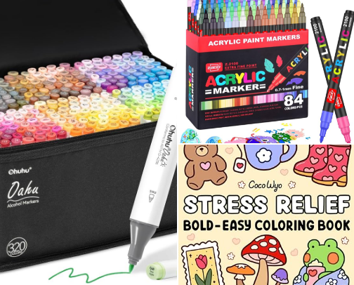 Color your Stress Away 🎨🩷 cover photo collage