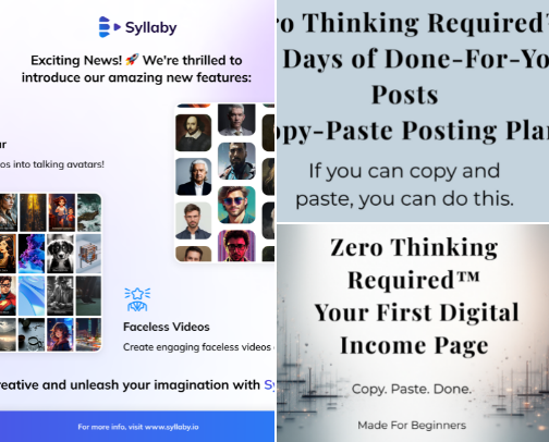 Copy. Paste. Profit. 💖 Digital Marketing Hacks for Busy Moms (And all busy people!) cover photo collage