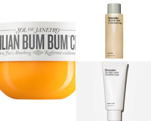body care favorites for soft & glowy skin🫧 cover photo collage