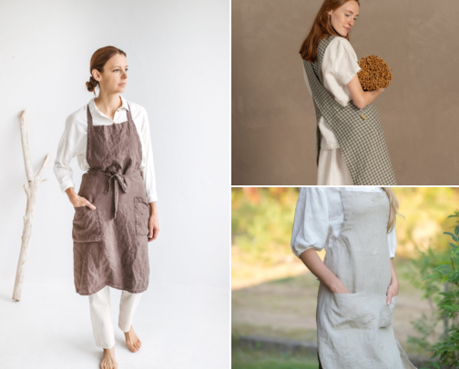 Handmade Linen Aprons I Found After Ruining Every Shirt While Baking cover photo collage