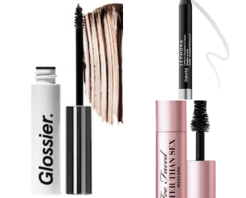 mascaras, pencils and eyebrow products cover photo collage