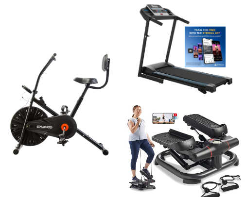Top Rated Cardio Machines for Home Fat-Burning Workouts. Melt Fat Fast With These Best-in-Class At-Home Cardio Machines for Weight Loss cover photo collage