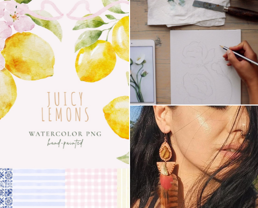 Genuine Hand-Painted Watercolor Graphics for Commercial Use cover photo collage