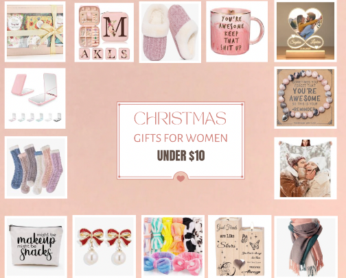 Budget friendly Christmas gifts for women under $10 cover photo collage