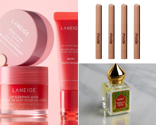 Makeup products In my purse cover photo collage