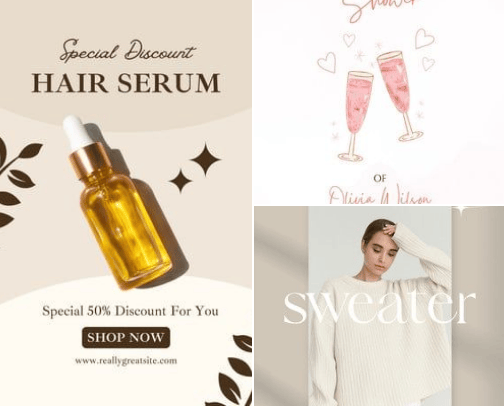 Feminine 💅 and Elegant Graphic Design cover photo collage