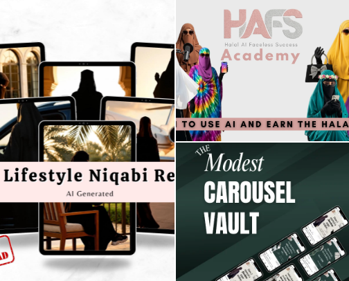 Faceless Marketing essentials for Muslim women creators cover photo collage