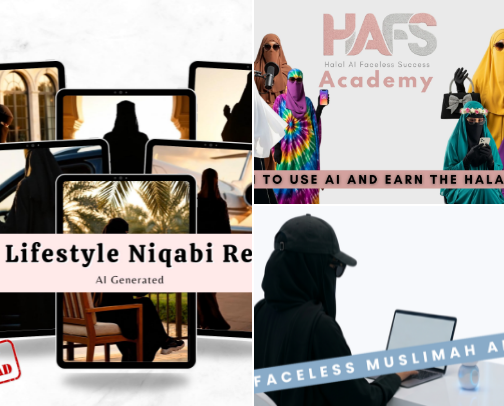 Faceless Marketing essentials for Muslim women creators cover photo collage