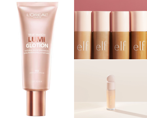 My affordable glowy makeup routine! cover photo collage