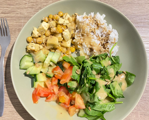 My Favourite Tofu Bowl Recipe🥗 cover photo collage