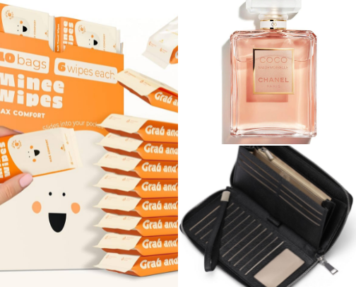 Handbag essentials as a mom cover photo collage