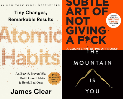 Self-help books cover photo collage