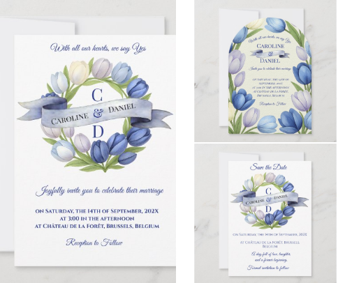Discover Trendy Watercolor Tulips Wedding Palettes cover photo collage