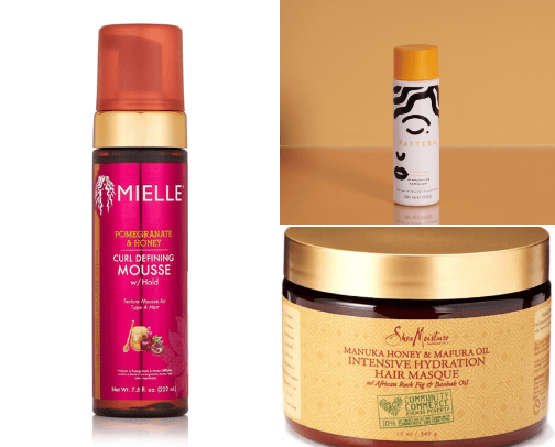 Curly hair products cover photo collage