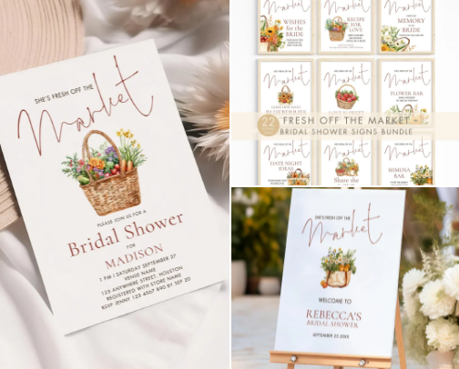 Fresh Off The Market Bridal Shower cover photo collage