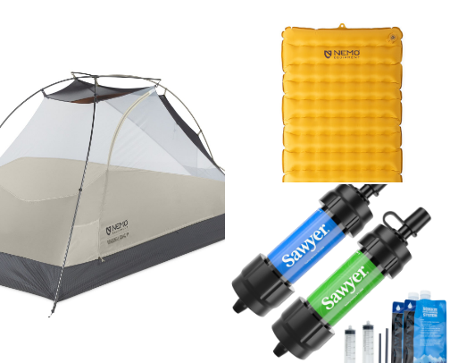 Backpacking gear cover photo collage