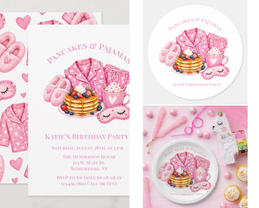 Pancakes & Pajamas Girl’s Birthday Party cover photo collage