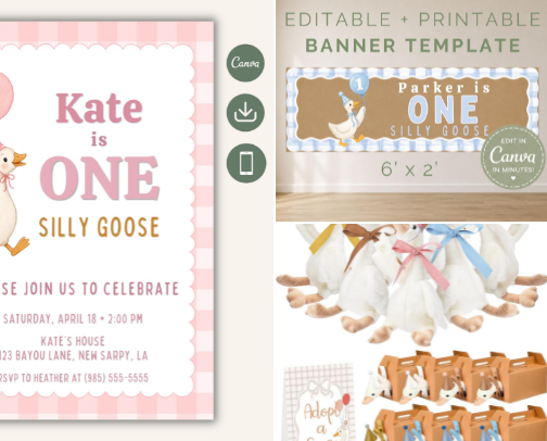 🪿 One Silly Goose First Birthday Party Ideas cover photo collage
