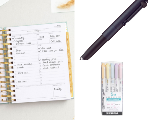 Top items used daily for the planner girlies cover photo collage