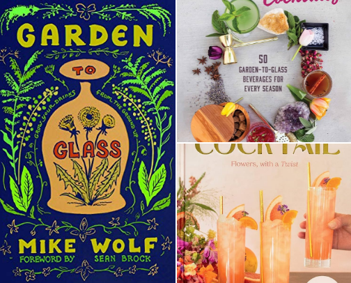 Botanical and Floral Cocktail Books for Making Magical Sips cover photo collage