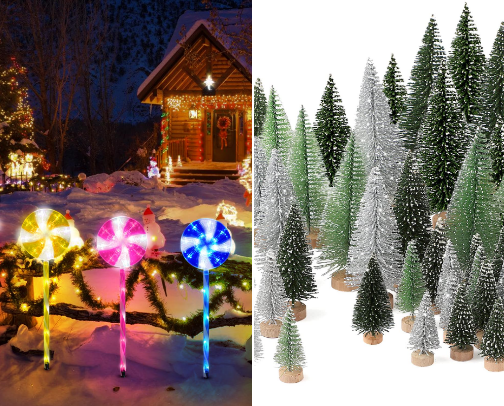 Festive Christmas Décor – Holiday Decorations for Home, Tree, & Mantel, Ornaments, Lights & Wreaths cover photo collage