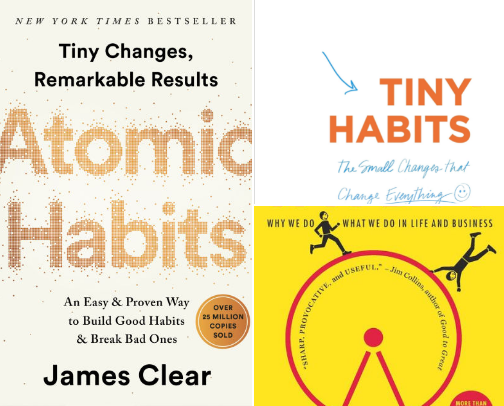Books to build tiny habits that lead to massive life results cover photo collage
