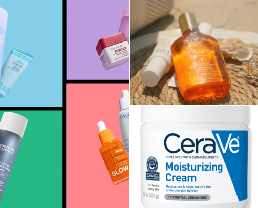 Beauty and skincare cover photo collage
