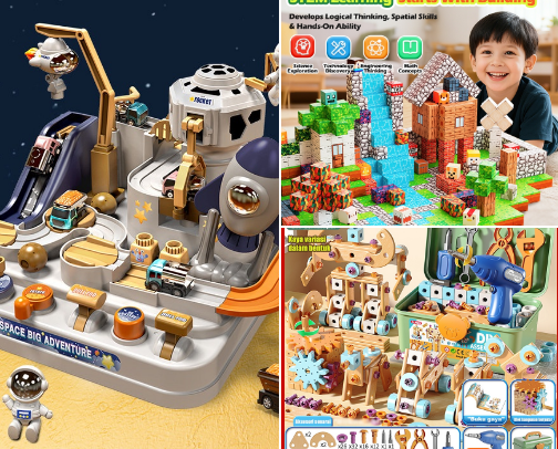 "Top Educational Toys for Kids: Inspiring Learning Through Play" cover photo collage