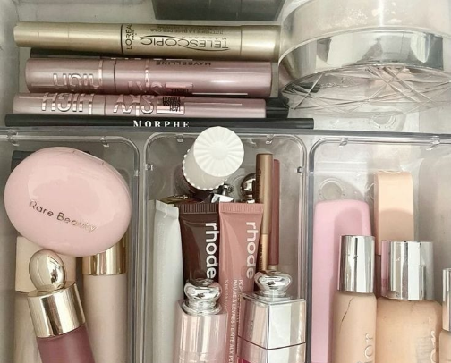 Makeup products cover photo collage