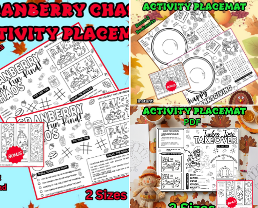 Activity Placemats, Coloring Pages & Coloring Books cover photo collage