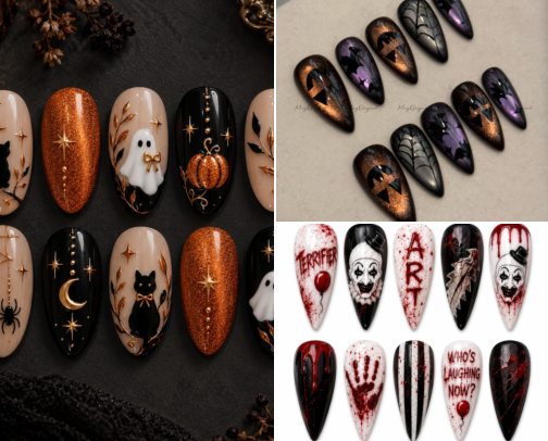 Budget-Friendly Halloween Press-On Nails That Instantly Make Your Costume Look Better 🎃🖤 cover photo collage