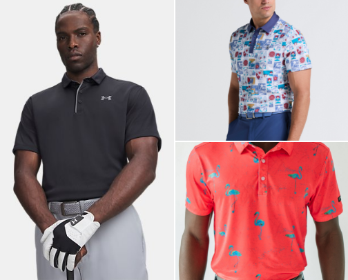 Golf polos for men cover photo collage