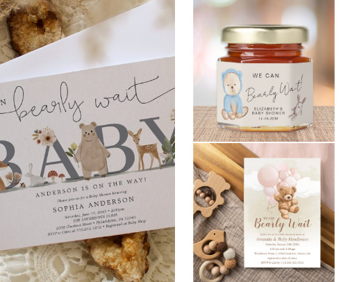 Cute We Can Bearly Wait Baby shower supplies cover photo collage