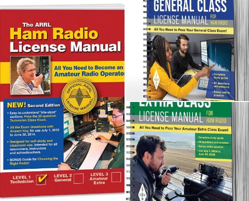 Free PDF - ARRL Ham Radio License Manual 5th Edition - Complete Study Guide with Question Pool to Pass the Technician Class Amateur Radio Exam essentials cover photo collage